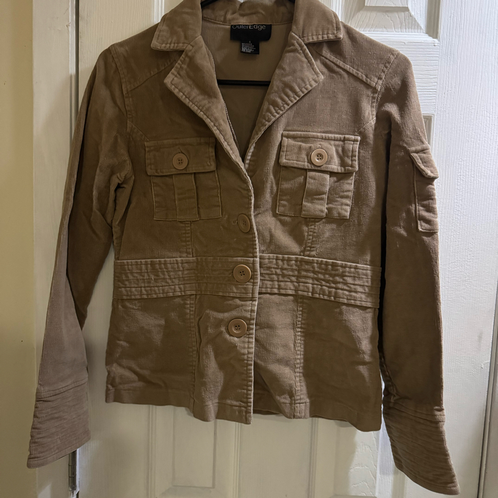 Y2K Outer Edge Women’s Khaki Utility Military Safari Jacket Size Small